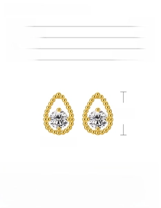 Detailed view of S925 silver water drop stud earrings with dimensions 11.6mm by 8.3mm