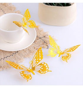 Detailed view of 3D hollow butterfly stickers on a ceramic cup for elegant home decor