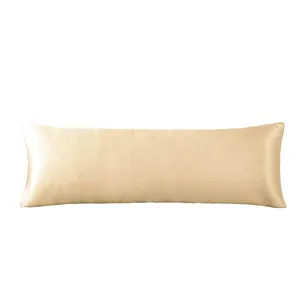 Luxurious champagne gold satin body pillowcase with a smooth silk-like finish on white background