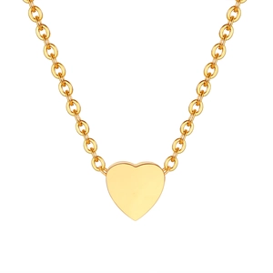 Elegant gold heart pendant necklace featuring a minimalist polished snake chain design