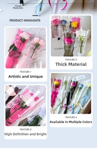 Waterproof OPP flower wrap bag with 'LOVE YOU' text and colorful back panel