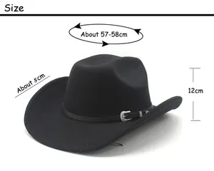 Tableau des tailles du chapeau de cow-boy noir en feutre avec bandeau croco