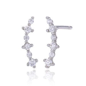 Eleganti orecchini a lobo stella cadente in argento S925 con cristalli scintillanti