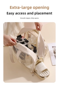 Detail showing the large opening and dedicated side shoe compartment for organized travel