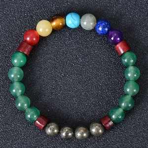 Natural Stone Beaded Bracelet Chakra Healing Crystal Agate Tiger Eye Amethyst Elastic Yoga Jewelry For Women Men Bohemian Style