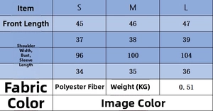Tableau des tailles pour gilet en maille à col rond pour femme en tailles S, M, L