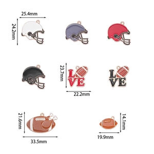 Rugby sports themed enamel alloy pendants with dimensions for DIY jewelry making