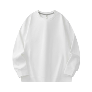 Men's loose-fit white jacquard crewneck sweatshirt with ribbed cuffs and hem