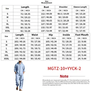 Detailed size chart for men linen beach suit showing measurements for hoody top and pants