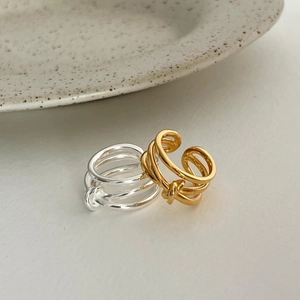 Minimalist 925 sterling silver knotted open ring in gold and silver finish