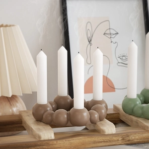 Modern resin candle holder mold featuring a minimalist 4-hole bubble ring design for DIY