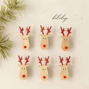 Christmas Wooden Clips Glitter Reindeer Snowflake Christmas Tree Wood Mini Pegs Decorative Clips For Holiday Party Decor