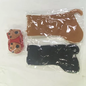 Three-piece set of cartoon pet Christmas stockings in protective plastic packaging