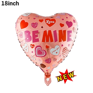 18 inch heart shaped pink foil balloon with Be Mine and I Love You prints for Valentine decoration