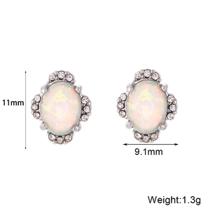 Detaillierte Größentabelle für Opal-Ohrstecker mit Zirkon-Halo und 11 mm Abmessungen