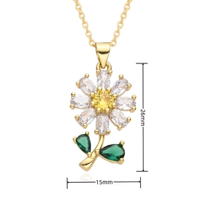 Detailed view of sunflower pendant dimensions showing 26mm height and 15mm width