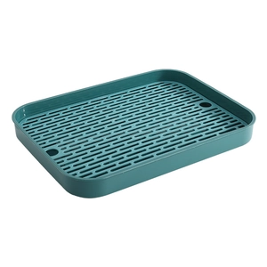 Plateau de thé rectangulaire moderne à double couche avec drainage vert foncé