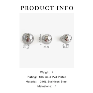 Detailed size and weight chart for chunky stainless steel rings with 18K gold plating