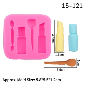 Moule en silicone rose pour outils de maquillage, rouge à lèvres et pinceaux avec tailles