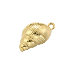 Golden seashell charm pendant for ocean series jewelry making with a smooth metallic finish