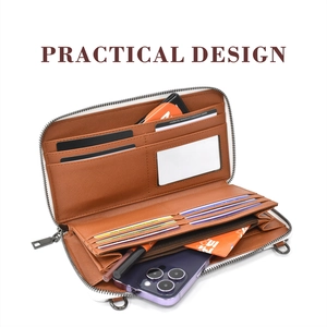 Bohemian canvas long wallet with zipper and large capacity compartments for cards and phone