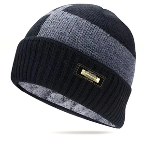 Winter Knitted Beanie Hat And Neck Warmer Fleece Lined Thermal Windproof Ribbed Outdoor For Men Women