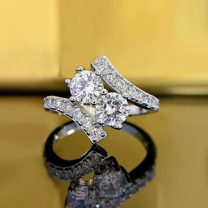 Anillo De Cobre De Moda Diseño Geométrico Bypass Incrustado Con Zirconia Forma De S Joyería Elegante Para Mujeres