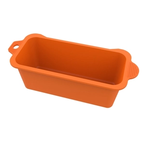 Detail of orange silicone grease tray liner with sturdy handles for Blackstone grill