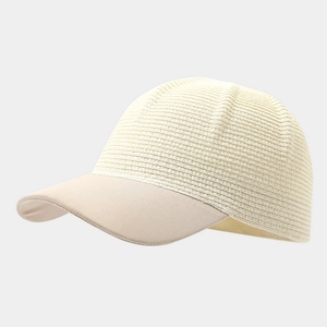 Japanese retro straw woven baseball cap in beige with breathable texture for outdoors