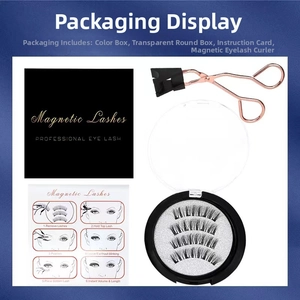 Magnetic eyelashes set with applicator and detailed instruction card in packaging