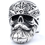 Anello vintage a teschio in acciaio inossidabile da uomo con design punk lucidato