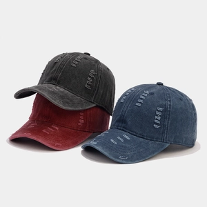 Vintage Distressed Washed Cotton Baseball Cap Ripped Hole Retro Streetwear Soft Top Adjustable Outdoor Sun Hat