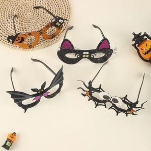 Halloween glitter party glasses set with pumpkin bat spider and cat mask designs for girls