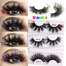 Detailed view of colorful faux mink eyelashes in 5-pair packs with segmented lash extensions