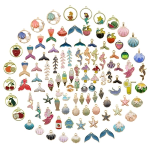 Enamel Alloy Ocean Charms Pendants Mixed Sea Animal Shell Mermaid Starfish For DIY Jewelry Making Bohemian Summer Crafts