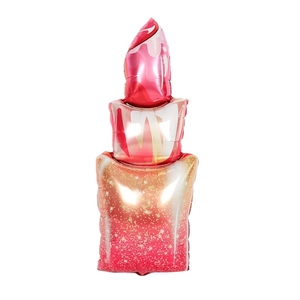 Lipstick shaped aluminum film balloon in red and gold gradient for Valentine's Day