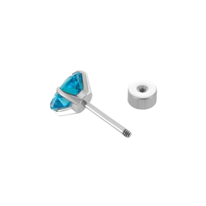 Titanium steel cartilage stud earring featuring a vibrant blue zircon heart shaped stone