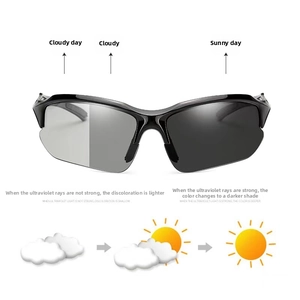 Polarized sports sunglasses featuring intelligent photochromic lens transition technology