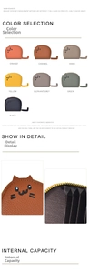 Detailed accordion style multi-slot interior and cute cat embroidery of the leather wallet