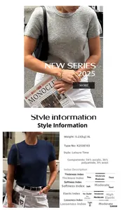Tableau des tailles détaillé et mélange de laine et acrylique pour le t-shirt en maille