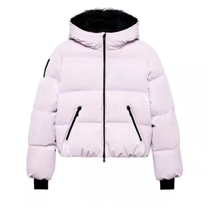 Damen Kapuzen Pufferjacke Und Hose Winter Warm Ski Outfit Einfarbig Reißverschluss Kurz Brot Mantel Streetwear