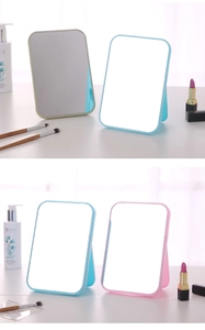 Three-color minimalist rectangular desk makeup mirrors with foldable support stands
