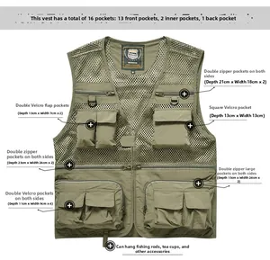 Détails de la veste verte multi-poches montrant le rangement et les empiècements mesh