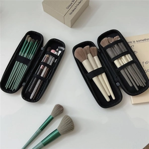 Portable Makeup Brush Storage Bag PU EVA Waterproof Travel Cosmetic Case Minimalist Zipper Pouch For Women