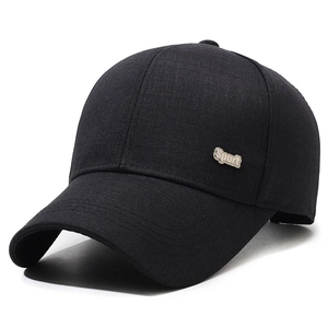 Classic black baseball cap with a silver 'Sport' metal label on the side and curved brim