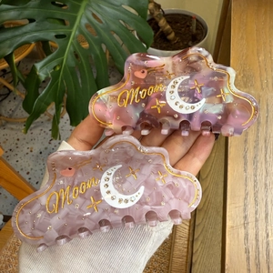 Acetate Hair Claw Clip Cloud Shape Rhinestone Moon Star Marble Pattern Fashion Hair Accessory For Women