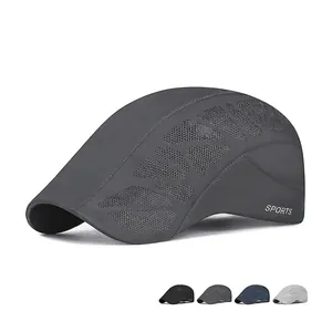 Men's Mesh Flat Cap Breathable Quick Drying Adjustable Sports Letter Print Polyester Ivy Hat