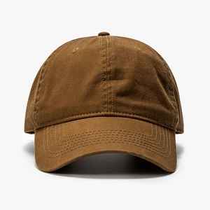 Classic brown cotton baseball cap with vintage soft top and reinforced curved brim