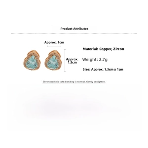 Détails des boucles d'oreilles gourde en cuivre et zircon avec dimensions de 1,3 cm
