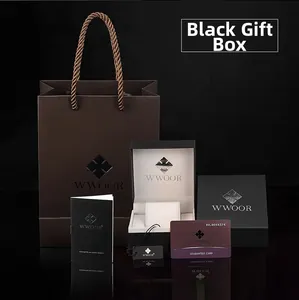 Luxury WWOOR watch gift box set including handbag, manual, warranty card and black case